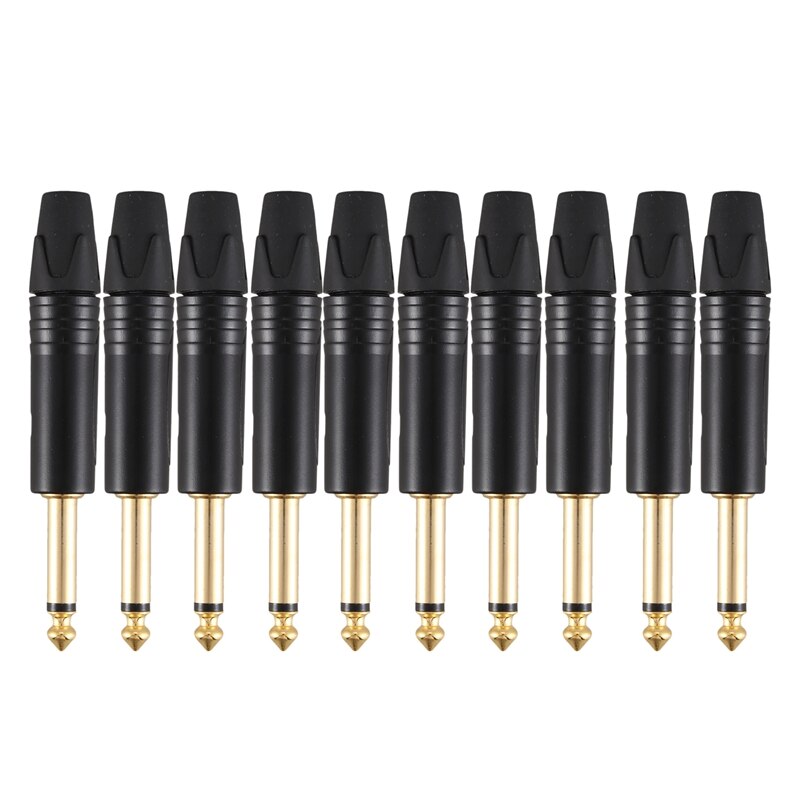 5 Stuks 6,35 mm TRS Mannelijke Stekker naar Schroefaansluiting Adapter, KUOQIY 1/4 Inch Mono Soldeerloze Connector, 2 Polige Vrouwelijke Schroefaansluiting Converter voor Microfoon Luidspreker