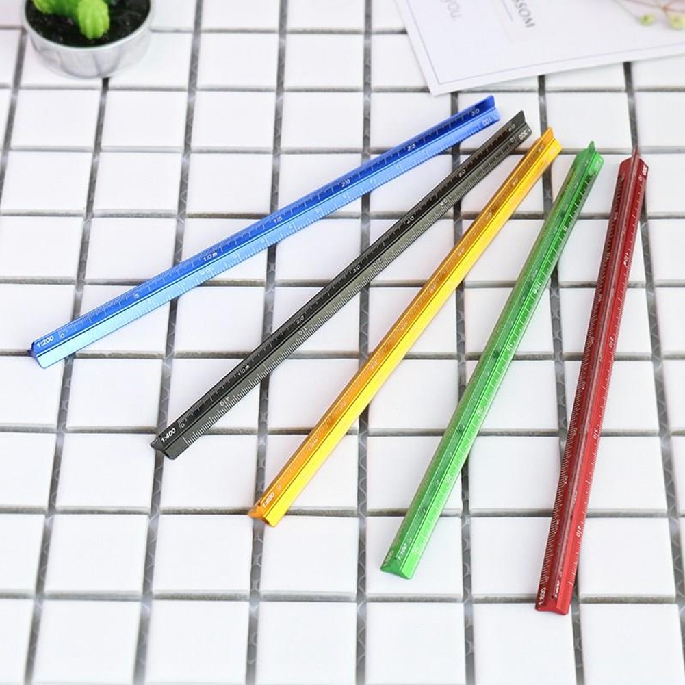 Scale Ruler Small Proportion Office Supplies Multifunctional School Measuring Tool Triangular Colorful Ruler Aluminum