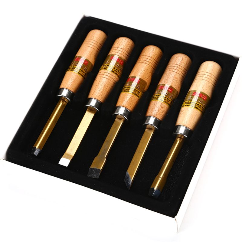 5 stuks vergulde draaibank houtsnijbeitels doe-het-zelf handbeitels messen guts