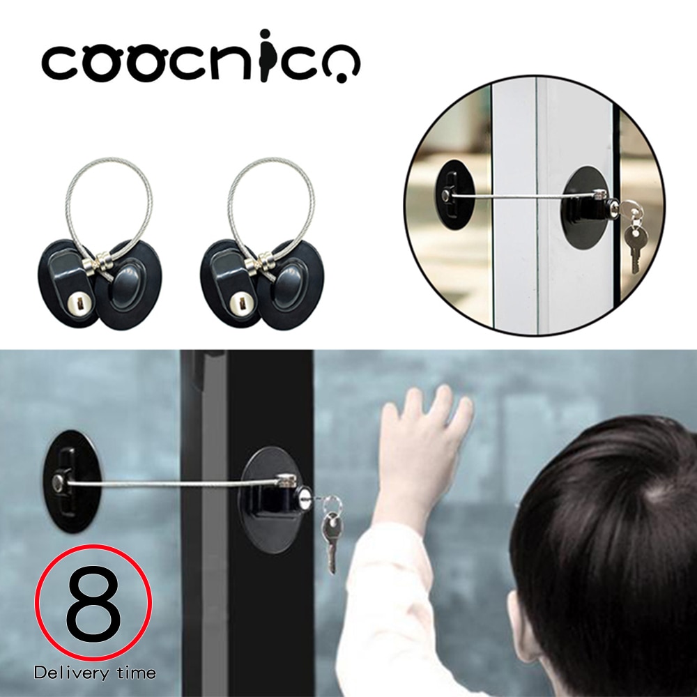 8 unids/set de cerraduras de ventana para niños, correas de bloqueo de armario de protección para niños, limitador de cerraduras de seguridad para bebés de acero inoxidable para ventanas infantiles