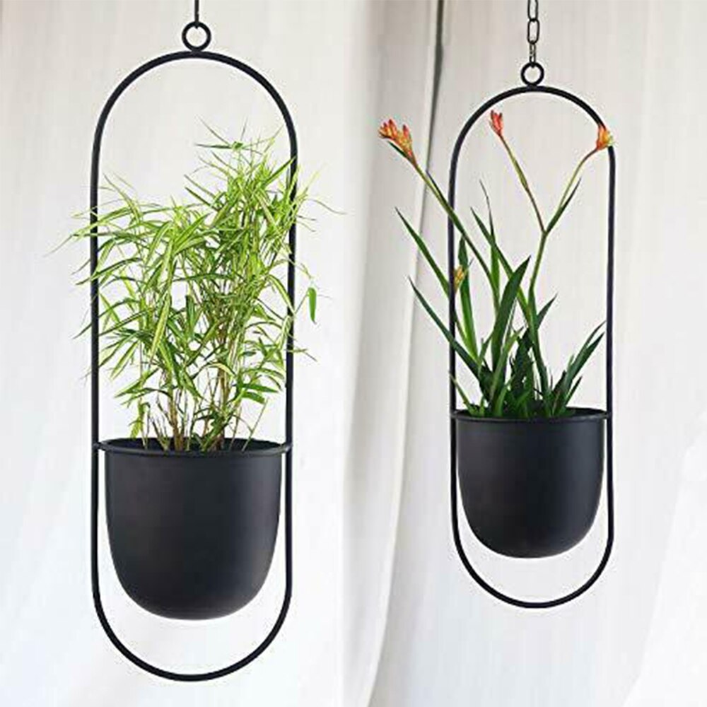Hanging Flower Pot Chain Set - 2 Pcs Metal Iron Basket Hanger - Wall Mount Balcony Decor