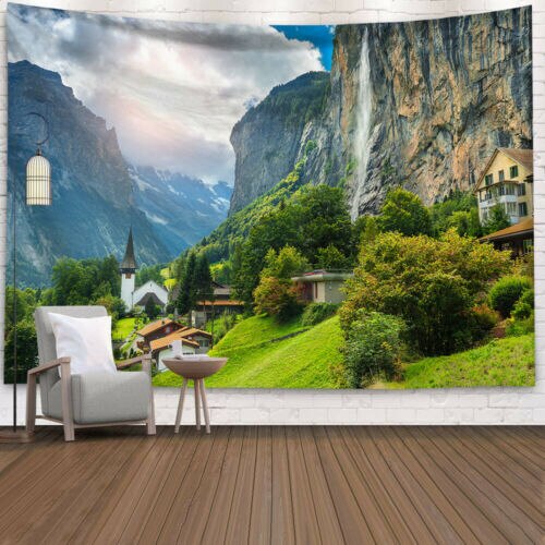 Tapiz de Río y bosque, colcha colgante de pared, colcha Hippie gitana, funda decorativa para el hogar: 1