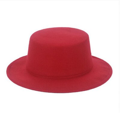 Dame unisex uldhat vintage hat bred skygge vinterhatte: Rød
