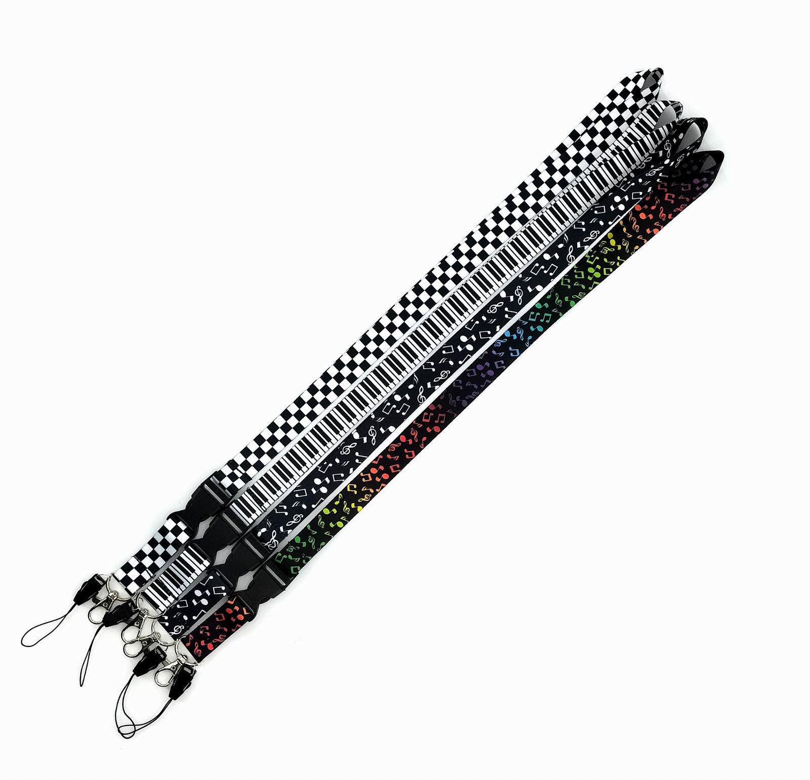 Llaveros de identificación de teléfono con cordón de nota salvaje de , patrón decorativo de tablero de ajedrez blanco y negro, cadena de billetera, llavero de colección de