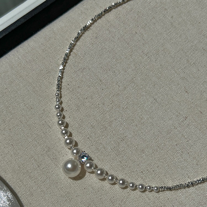 Foxanry 1 Stuk Zilveren Kleur Parel Kralen Ketting Voor Vrouwen Creatieve Elegante Sexy Mode Sleutelbeen Ketting Sieraden Accessoires