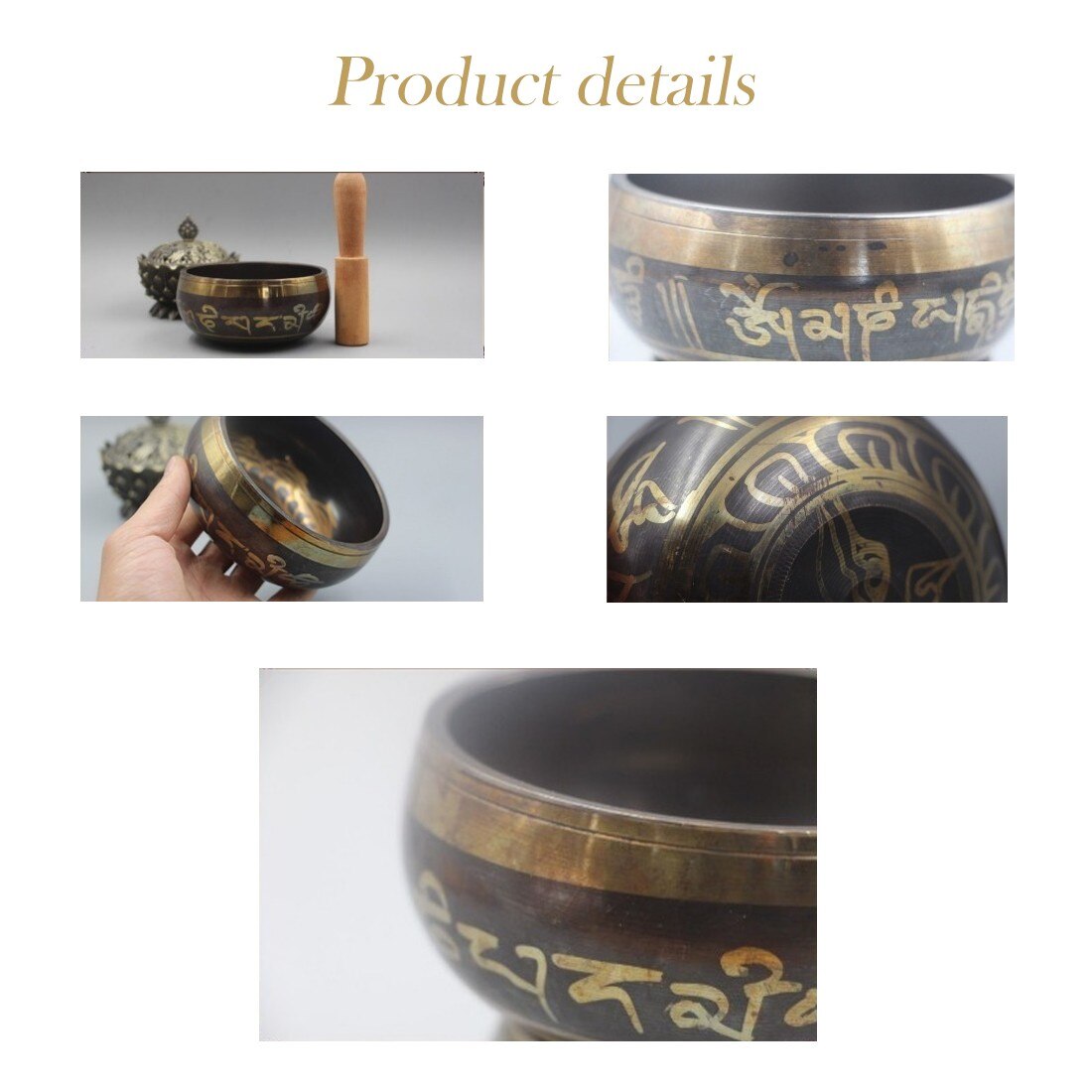 Himalayan Hand Kom Decoratieve Chakra Meditatie muur gerechten Yoga Tibetaanse Boeddhistische Brass Klankschaal W30704