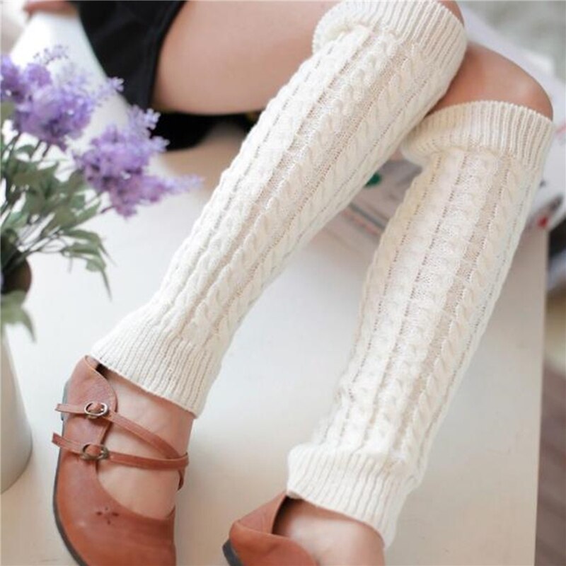 Jambières chaudes pour femme, en tricot solide au Crochet, pour bottes, manchettes, chaussettes longues, hauteur du genou, 40cm