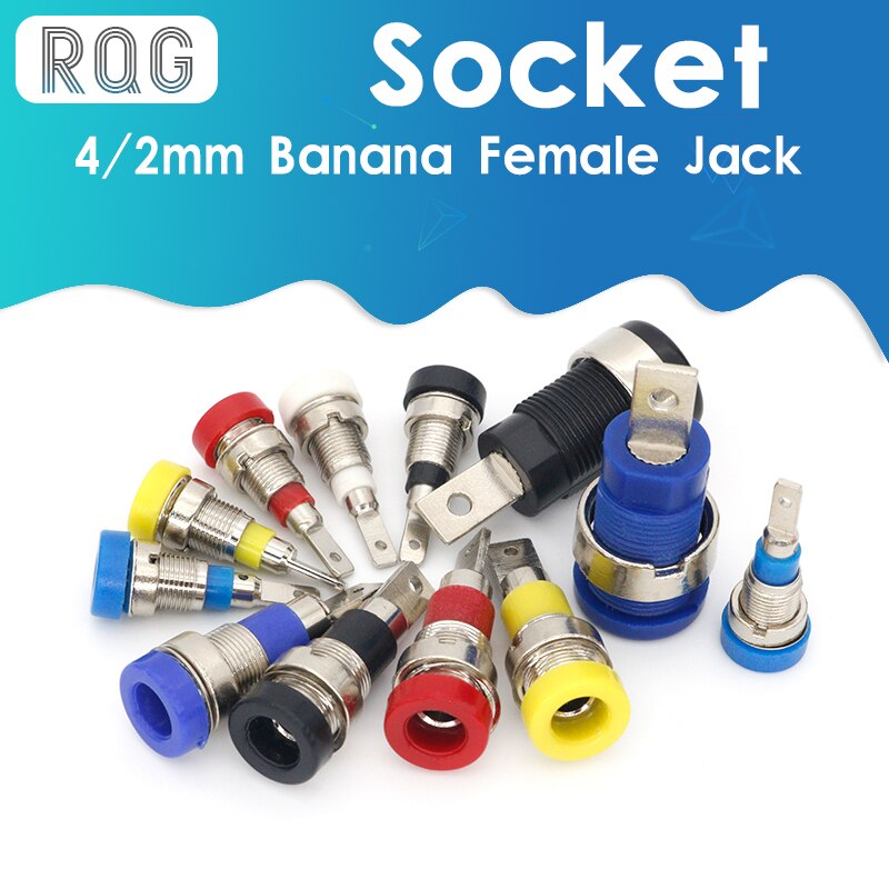 5Pcs Brass 2mm Banana Female Jack Chassis Panel Mount Socket Connector for Non-Shrouded Banana Plug