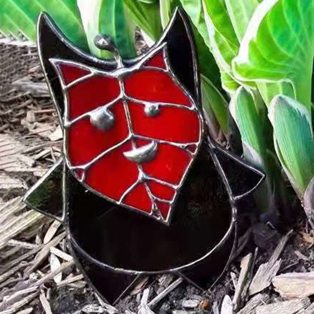 Garden Korok Statue Stained Glass Leaf Elf Craft Decoration Artistic Garden Sculptures Outdoor Backyard Lawn Yard Ornaments