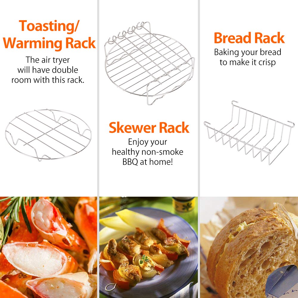 17 PCS Air Fryer Accessories 7 Inch for Gowise Phillips Cozyna and Secura, Fit All Airfryer 3.2QT To 5.8QT