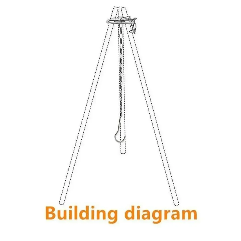 Portable Detachable Outdoor Barbecue Tripod Hanging Rack Stainless Steel Camping Campfire Grill Pot Triangle Stand Set