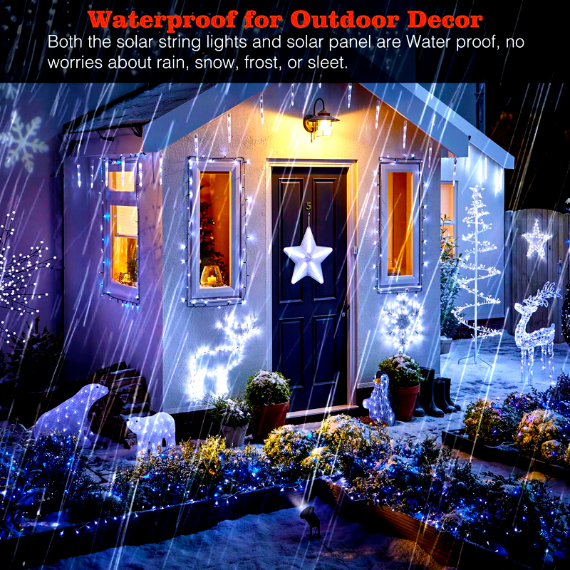 draussen LED Solar- Lichterkette Weihnachtsdekoration Wasserdichte Solar- Girlande 8 Modus Lichter Für Weihnachten Party Terrasse Balkon Hof