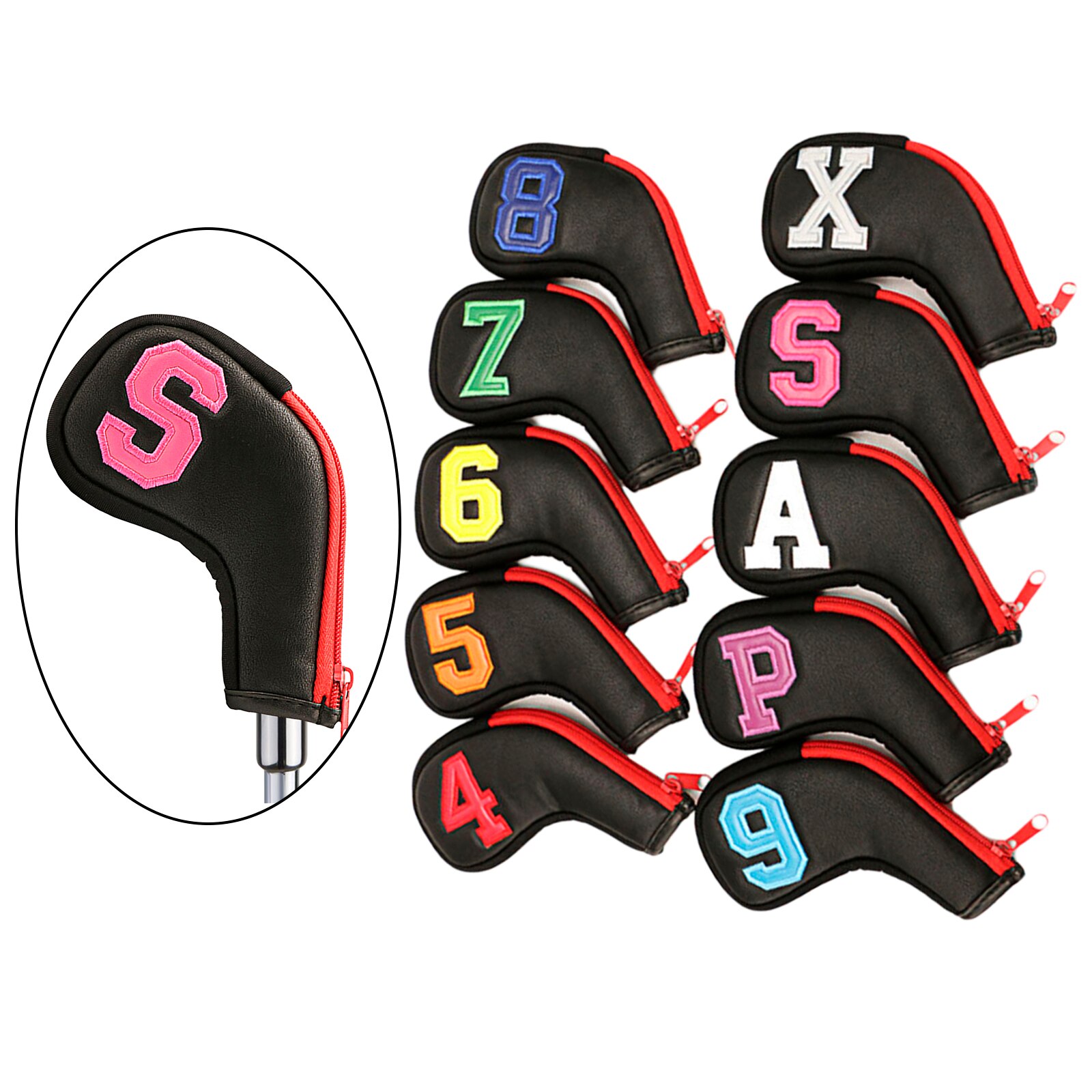 Lot de 10 couvre-têtes de club de fer de golf noir - Sport