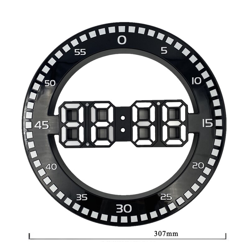 3D LED Digital Wall Clock Electronic Night Glow Round Wall Clocks Automatically Adjust Brightness Desktop Clock EU Plug