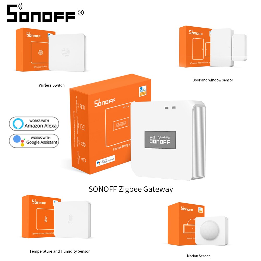 Sonoff-interruptor inteligente Wifi Zigbee, Mini, puente, Sensor de puerta, inalámbrico, temperatura, humedad, movimiento, para Google Home y Alexa