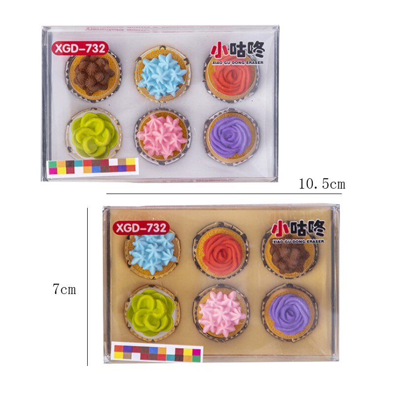6pcs Cupcake series Eraser Set Cookie shape Eraser Cartoon Rubber Eraser Kawaii School Supplies Birthday Party Supplies
