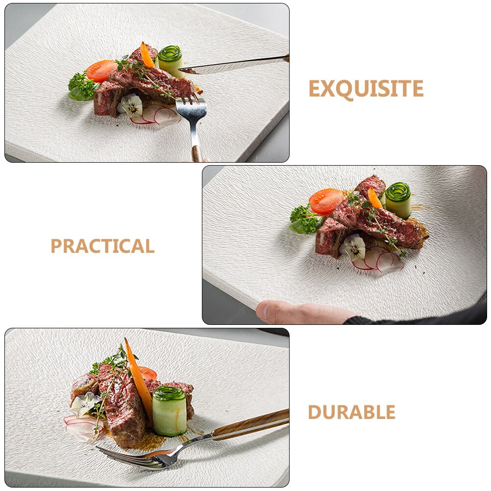 Ceramic Food Plate Snack Serving Dish Practical Food Storage Plate Steak Plate