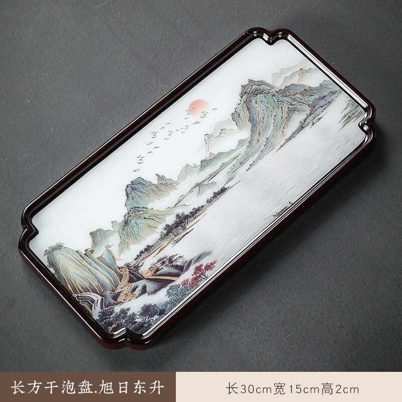 BAODETEA Chinese Tea Tray Rectangular Household Wooden Pot Holds Dry Kungfu Tea Tray: C 30-15-2CM