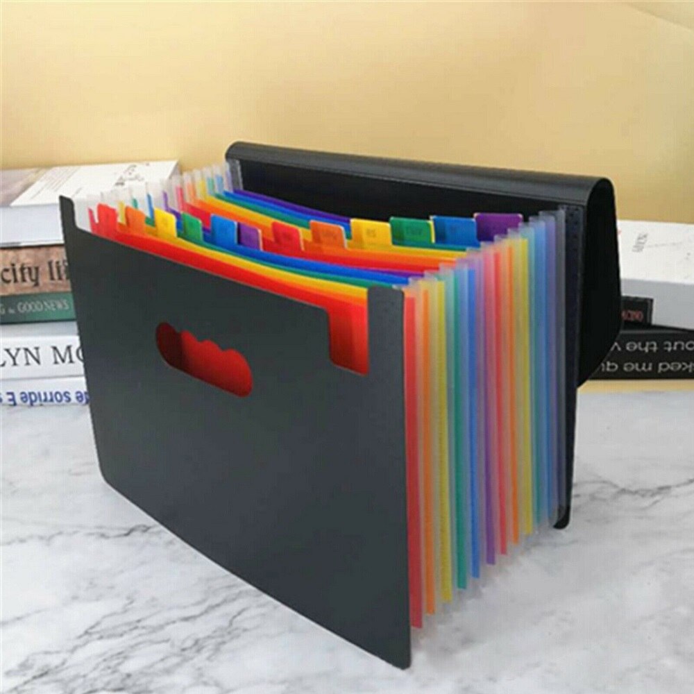 24Pockets Office Expanding File Box A4 Folder Document Organiser With Flip Cover Business File Office Supplies Student File Bags