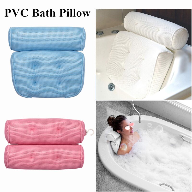 3D Mesh Spa Bath Pillow with 6/4pcs Suction Cups Neck Back Support Breathable Spa Pillow Bathroom Accersories подушка для ванны