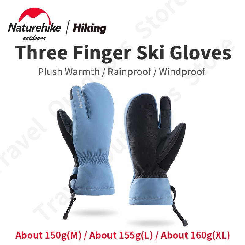 Naturehike GL12 Drie Vinger Ski Handschoenen Verdikking Winter Warm Houden Pluche Antislip Waterdicht 3M Katoen Outdoor Fietsen 0 °C ~-15 °C