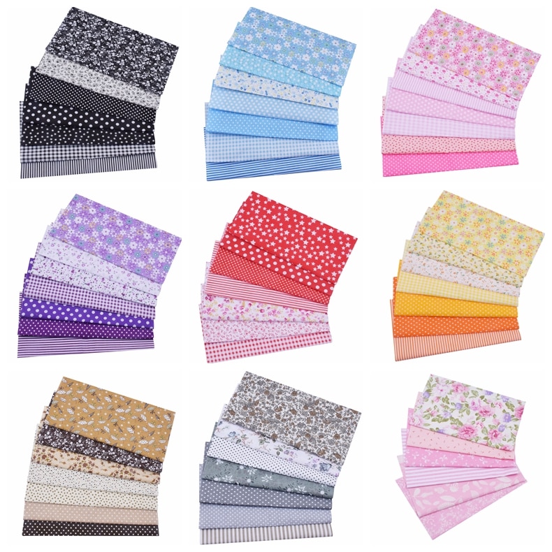 20x25cmFloral Plaid Stripe Cotton Fabric,Sewing Quilting DIY Patchwork Fabric Bundle, Handmade Cloth