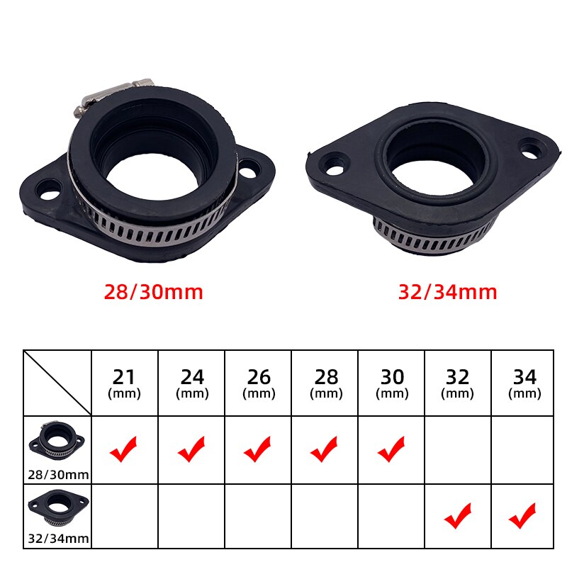 Adaptador de carburador para motocicleta, entrada de tubo de entrada, alfombrilla de goma para motor PWK 28/30mm 32/34mm, compatible con On110 125 140 150 160cc