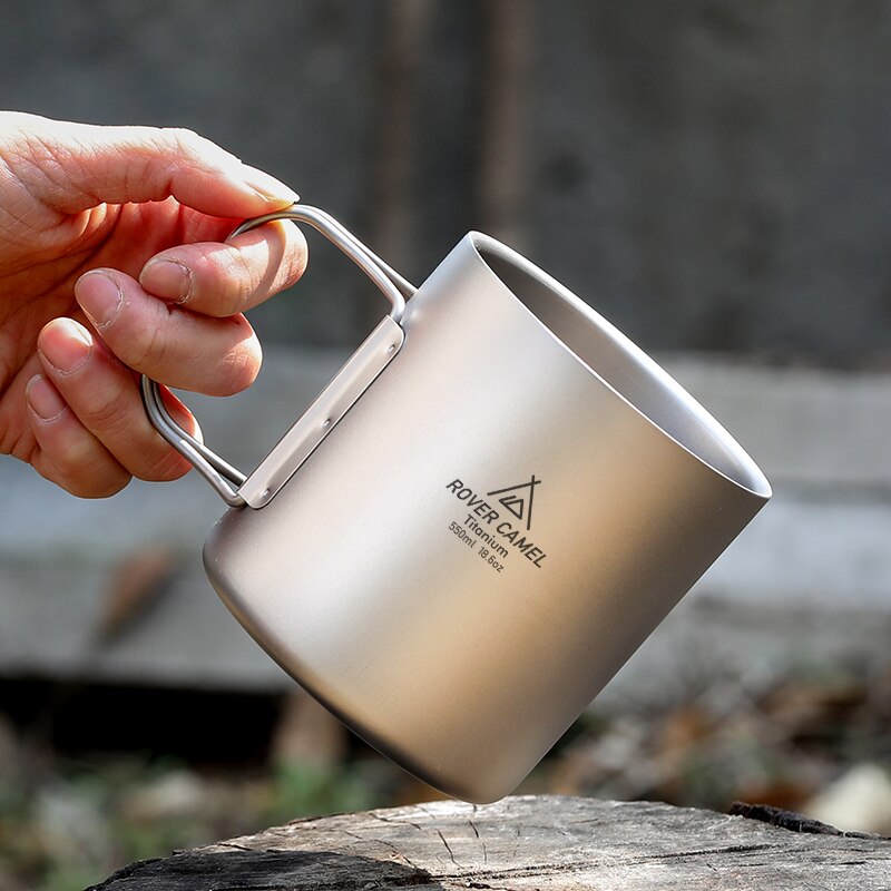 Double Wall Titanium Water Cup 220/350/450/600ml Coffee Tea Mug for Home Outdoor Camping Hiking Backpacking Picnic Drinkware
