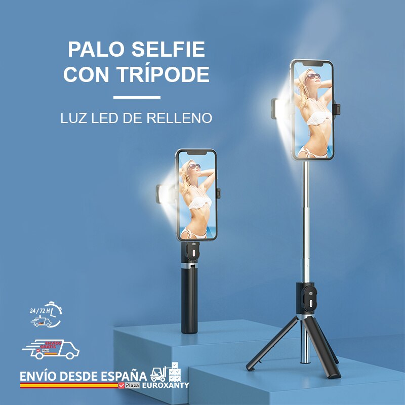 Euroxanty®| Selfie Stick Met Statief | Led Mobil Licht | Mobil Statief | Selfie Stok | Selfie Statief | Plaza spanje