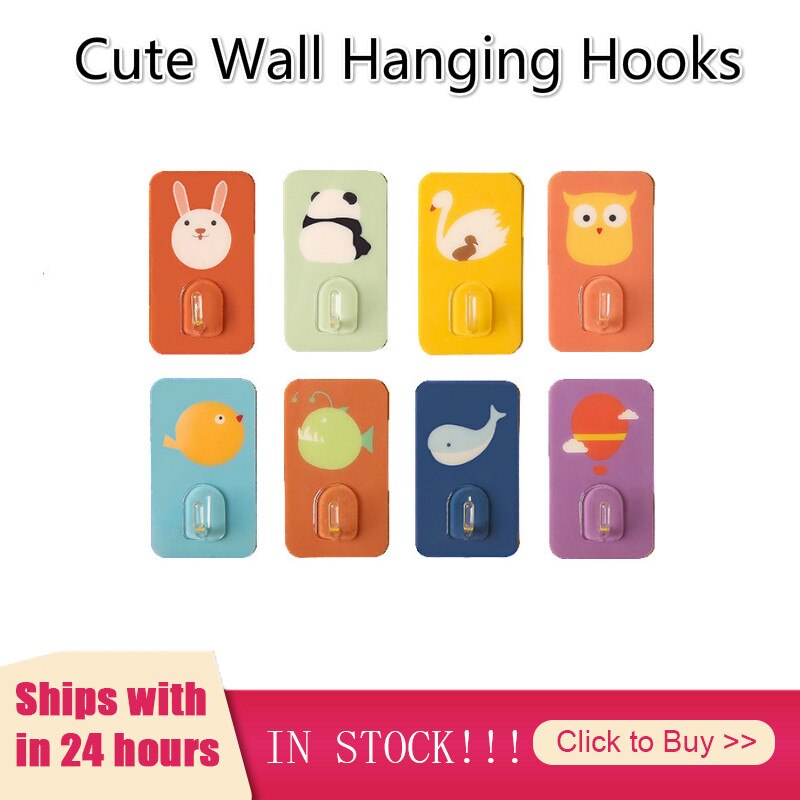 Creatieve Leuke Nail-Gratis Muur Kleren Haken Decoratieve Sleutel Opknoping Hanger Keuken Storage Haak Badkamer Gereedschap Woonaccessoires