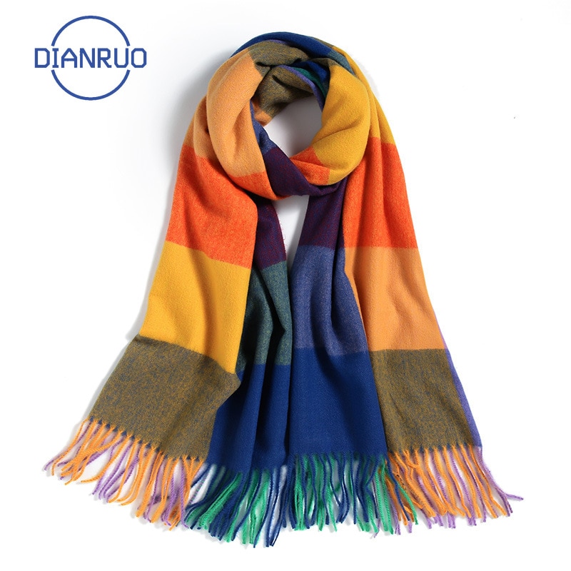 Dianruo Klassieke Herfst Winter Grace Vrouwelijke Plaid Sjaal Vrouwen Sjaals Brede Roosters Lange Shawl Wrap Deken Warm Sjaals R331