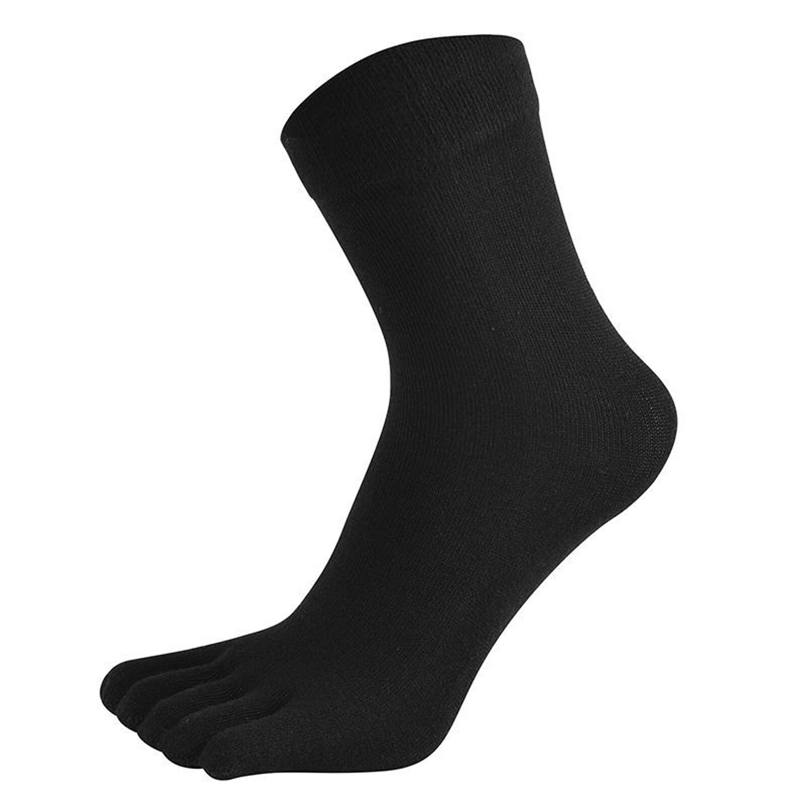 3/4 Pairs Men Toe Socks, Autumn and Winter Adults Solid Color Stink Prevention Hosiery: Black triple