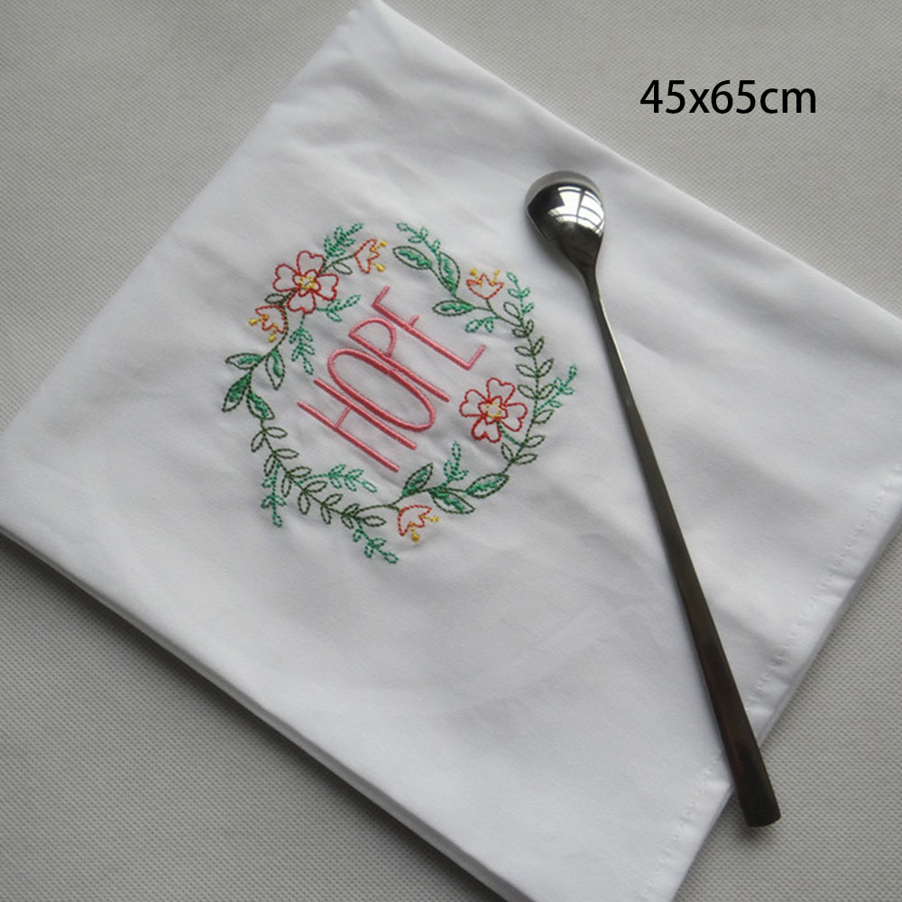 Eenvoud Stijl Puur Katoen Brief Bloemen Geborduurde Diner Servetten Placemat Voor Wedding Party 45x65cm: 06