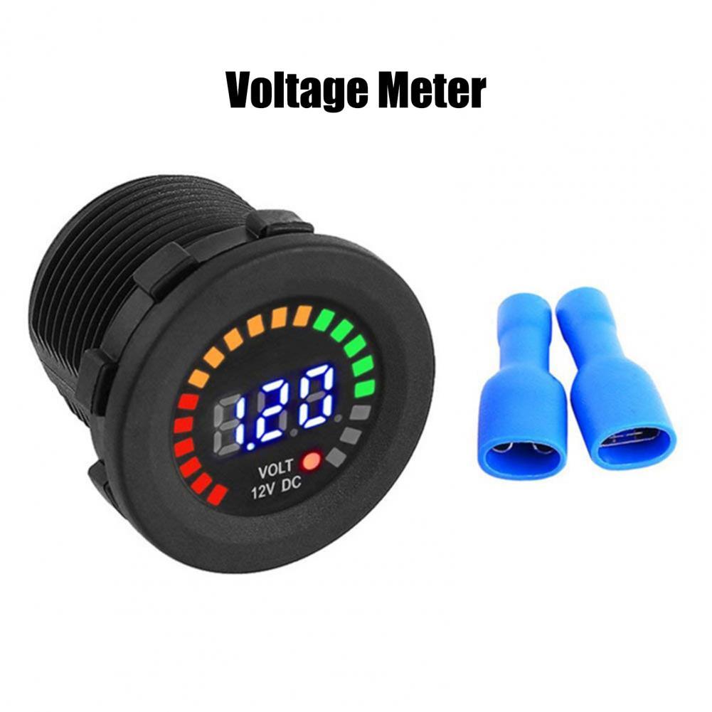 Voltage Meter LED Display Waterproof 12 Volt Digital Voltage Gauge Car Mini Digital LED Voltmeter Voltmeter Motor Accessories
