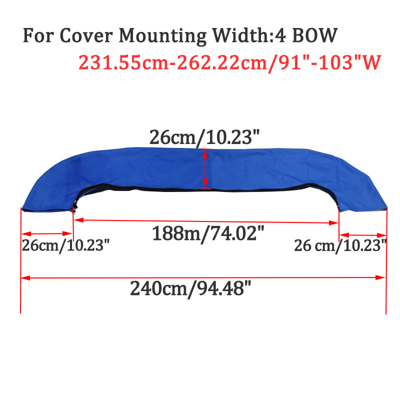 600D 3/4 BOW Bimini Top Boot Cover No Frame Yacht With Zipper Winter Snow Sunshade Dustproof Waterproof Cover Marine Accessorie: SKY BLUE