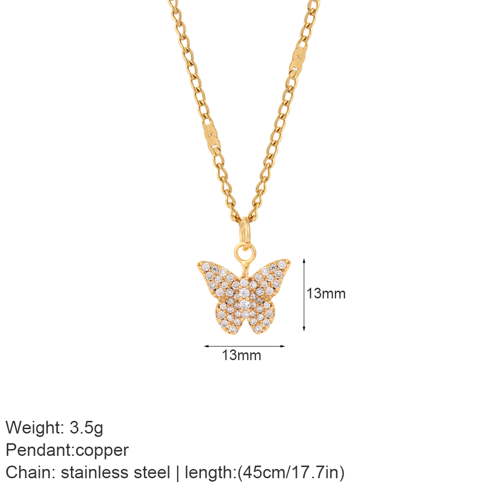 Collier à nœud pour femmes, pendentif en forme de cœur papillon mignon, couleur or, colliers à longue chaîne en acier inoxydable, Cadenas de cou Para Hombre en: Plaqué de cuivre antique