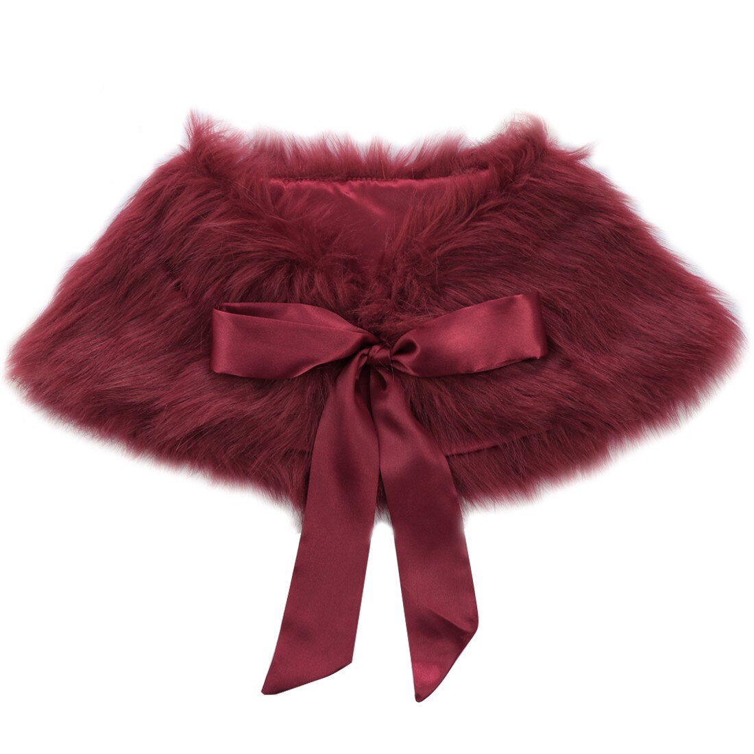 Autunno inverno bambini ragazze pelliccia sintetica Bolero coprispalle giacca bambini festa Flowe abiti da ragazza avvolgere scialle mantello mantello principessa: Burgundy