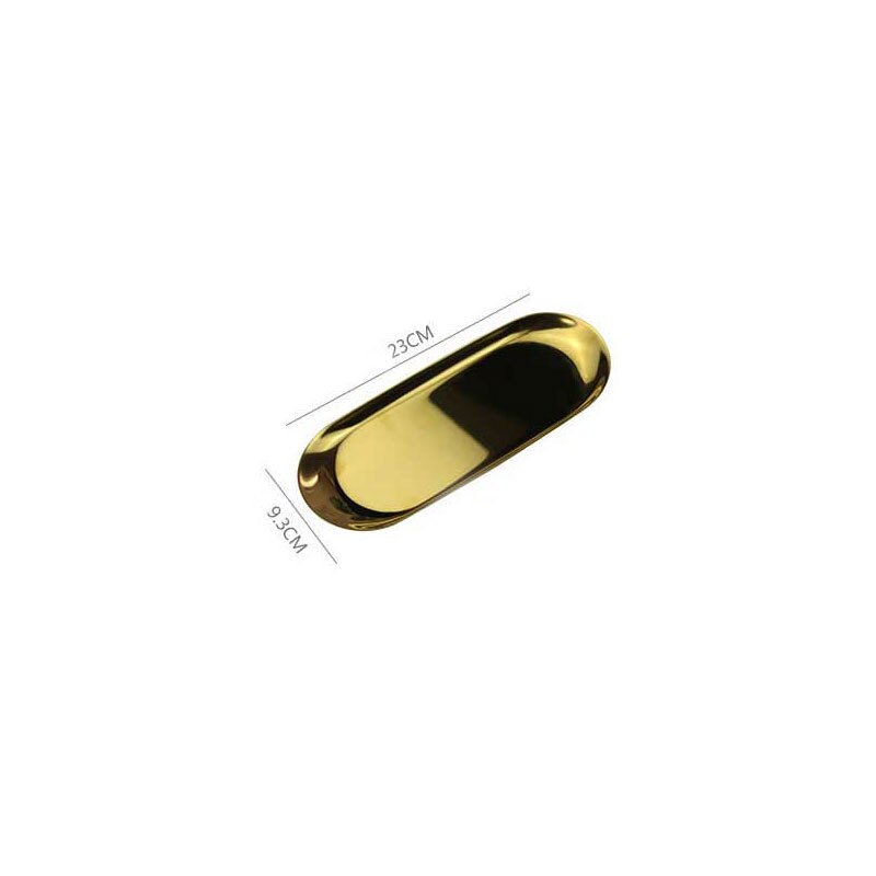 Style nordique ovale bijoux stockage plateau de service plateau en acier inoxydable plateau de nourriture stockage en métal or décoration organisateur de la maison: Gold large