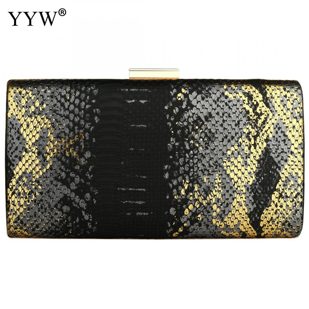 Snake Pattern Clutch Evening Bag Vintage Long Purse Night Clutch And Purse Party Prom Wallets With Sling Crossbody Shoulder Bag: black