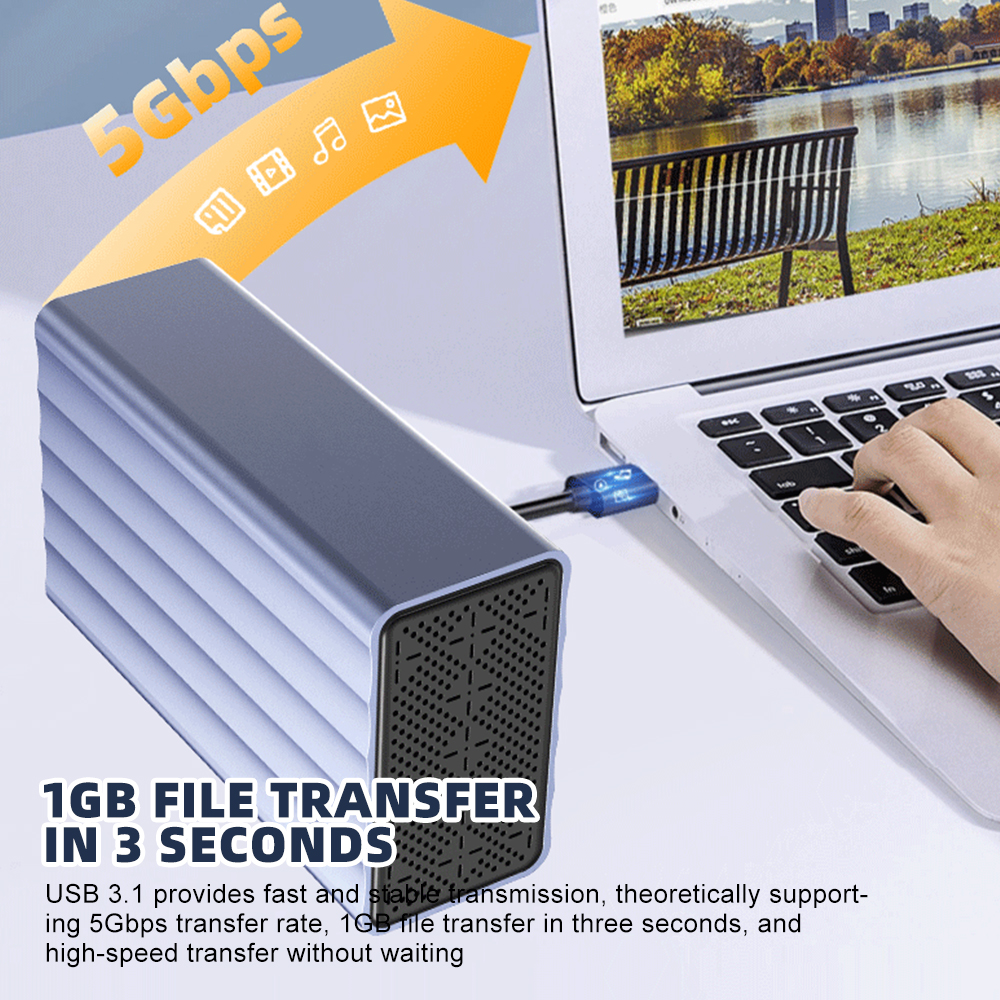 Dual Bay HDD/SSD Case 2.5/3.5 Inch External Hard Drive Enclosure Dual Bay HDD Docking Station Array With RAID Function for PC