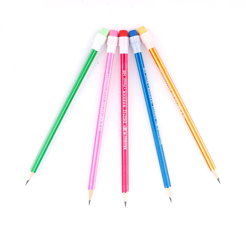 Lote de lápices de madera de 100 Uds., lápices con goma de color caramelo, material de escritura para oficina escolar para niños bonitos, lápiz coreano de grafito