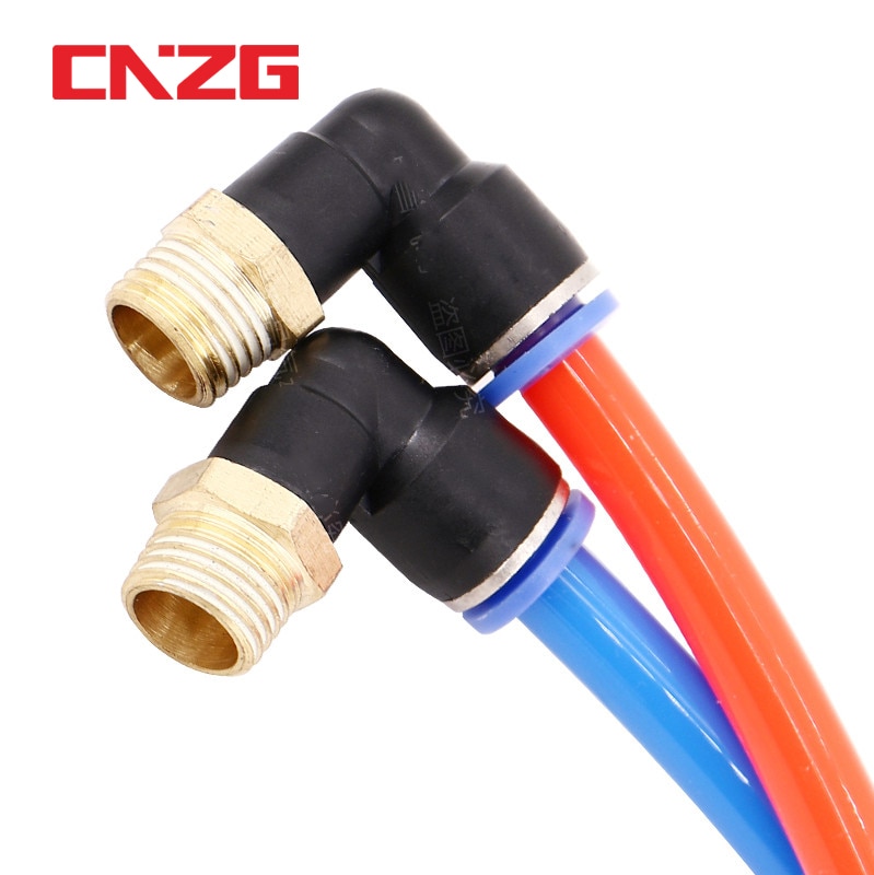 Pl fiting pneumatic cot 1/4 3/8 1/2 1/8 bsp filet tat conector rapid de aer l forma împingere furtun  od 6mm 8mm 10mm 12mm