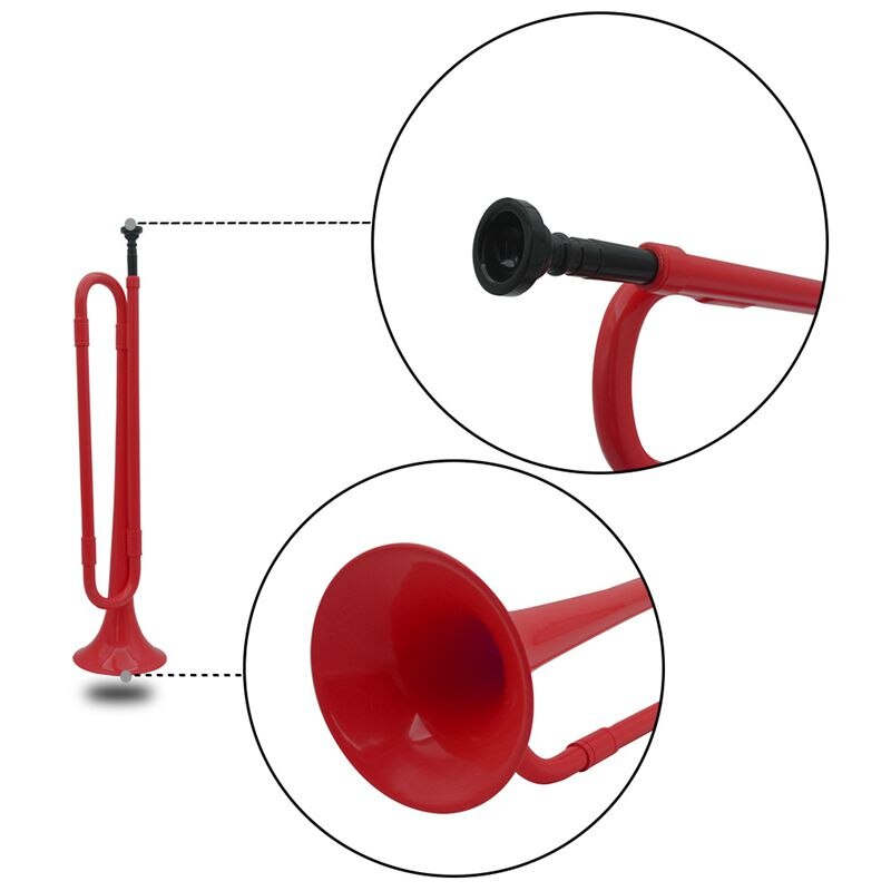 B Flat Bugle Cavalry Trumpet Plastic with Mouthpiece for Band School Student Red color