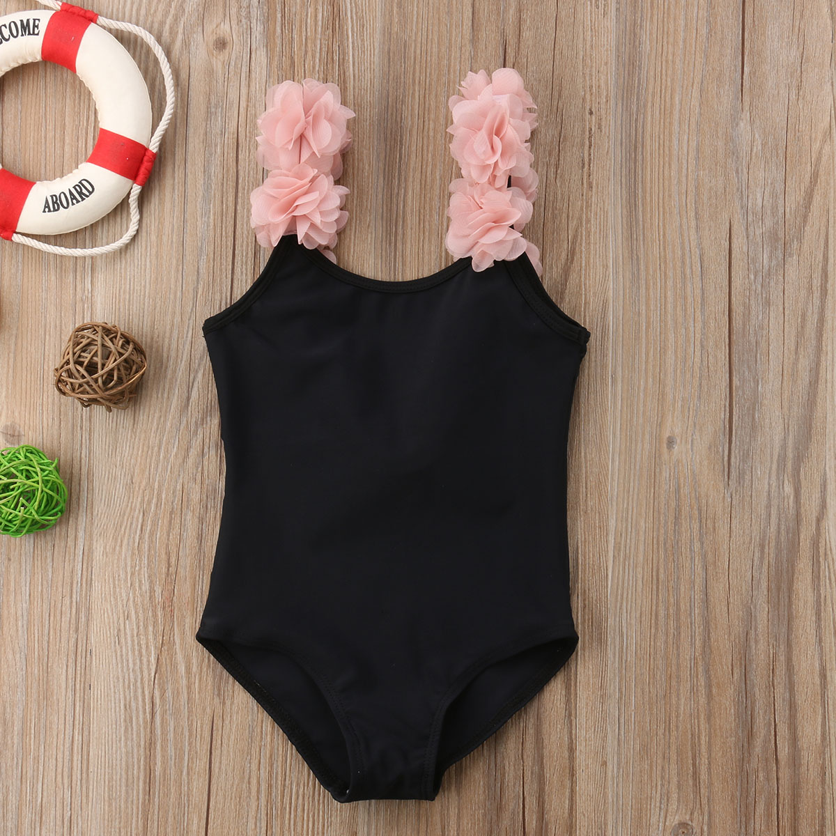 Børn baby piger blomst rygløst badetøj bikini tankini badedragt badedragt børnetøj 2-7y