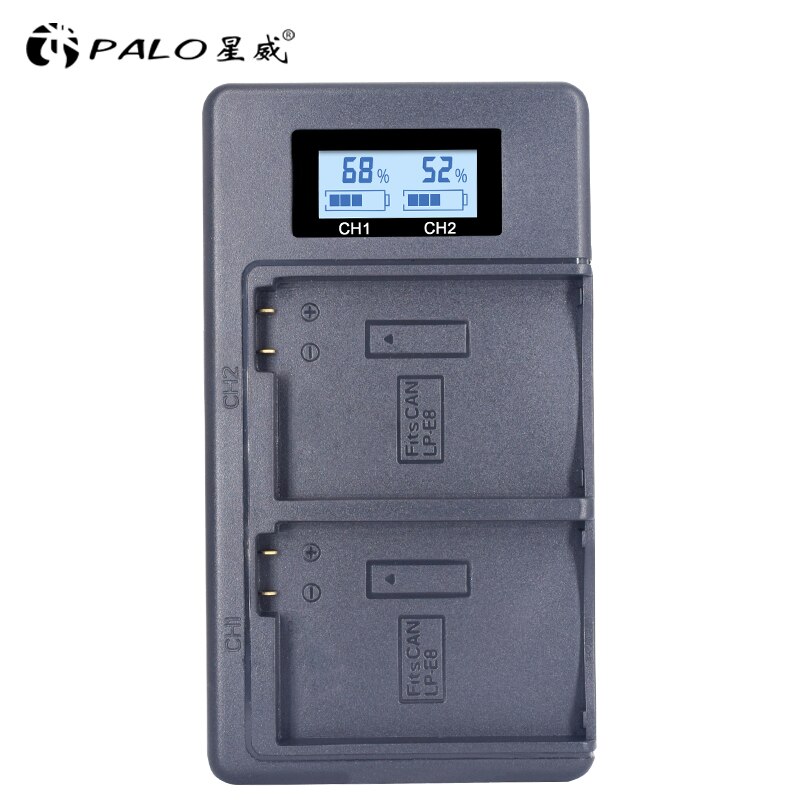 PALO 1 pcs LP-E8 digital battery charger lp e8 LCD intelligent Dual USB charger display lpe8 digital For Canon LP-E8 dedicated