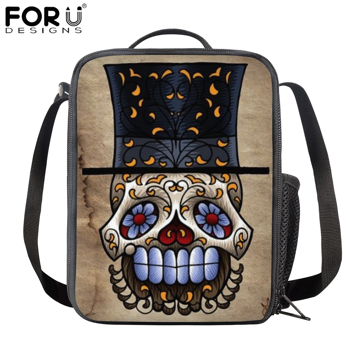 FORUDESIGNS Thermal Insulated Lunch Bag For Women Men Boys Girls 3D Skull Insulation Lunch Box Picnic Food Cooler Lunchbox Bolsa