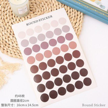 48 stuks/vel schattige kleurrijke hartstickers kawaii ronde decoratieve stickers diy dagboekstickers dagboek scrapbooking label briefpapier: 3c