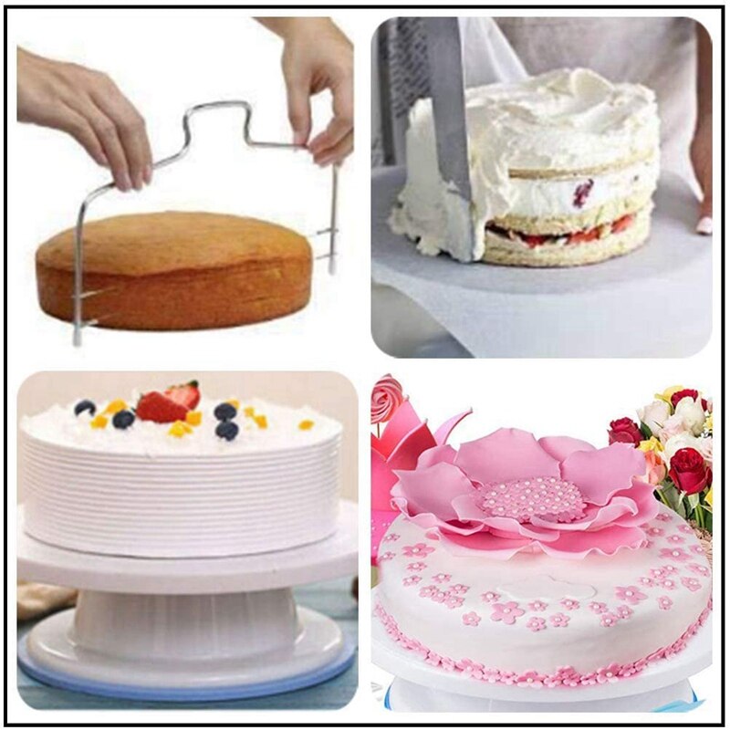 Rotating Cake Stand with 2 Icing Spatula,Cake Decorating Tool Supplies with 3 Icing Smoother,Cake Spinner for Decorating