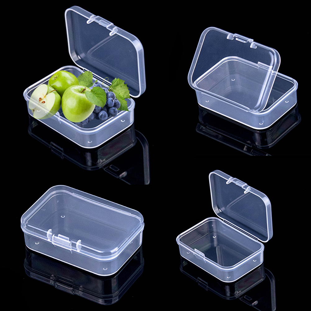 Firkantede æsker mini klar plast smykker opbevaring etui container emballage æske til øreringe ringe perler samle småting