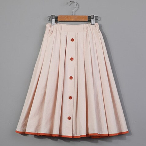 Jupes d'été pour filles de 4-14 ans | Jupes plissées décontracté en coton, beige et noir, vêtements avec jupe évasée, à la , pour enfants filles: Beige / 10